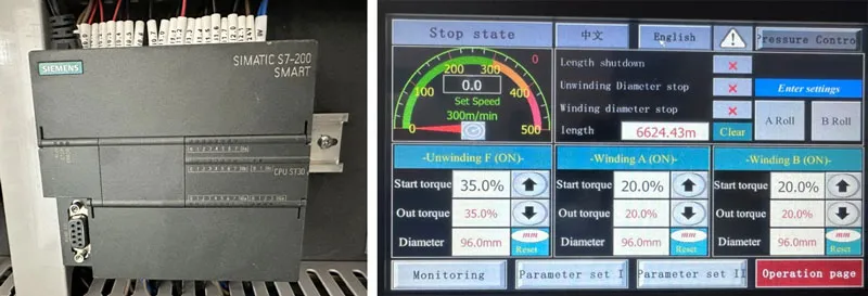 PLC HMI system Siemens touch screen slitting machine