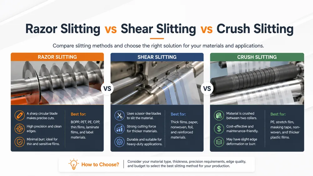 Razor Slitting vs Shear Slitting vs Crush Slitting