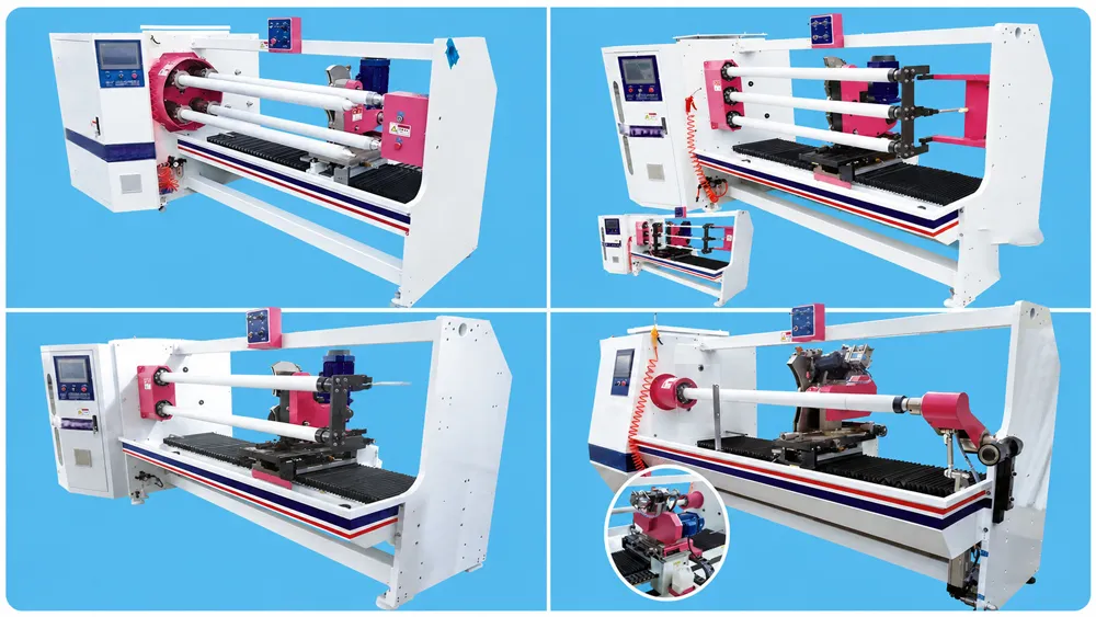 Multi-Shaft Automatic Log Roll Cutting Machine for Adhesive Tape Details