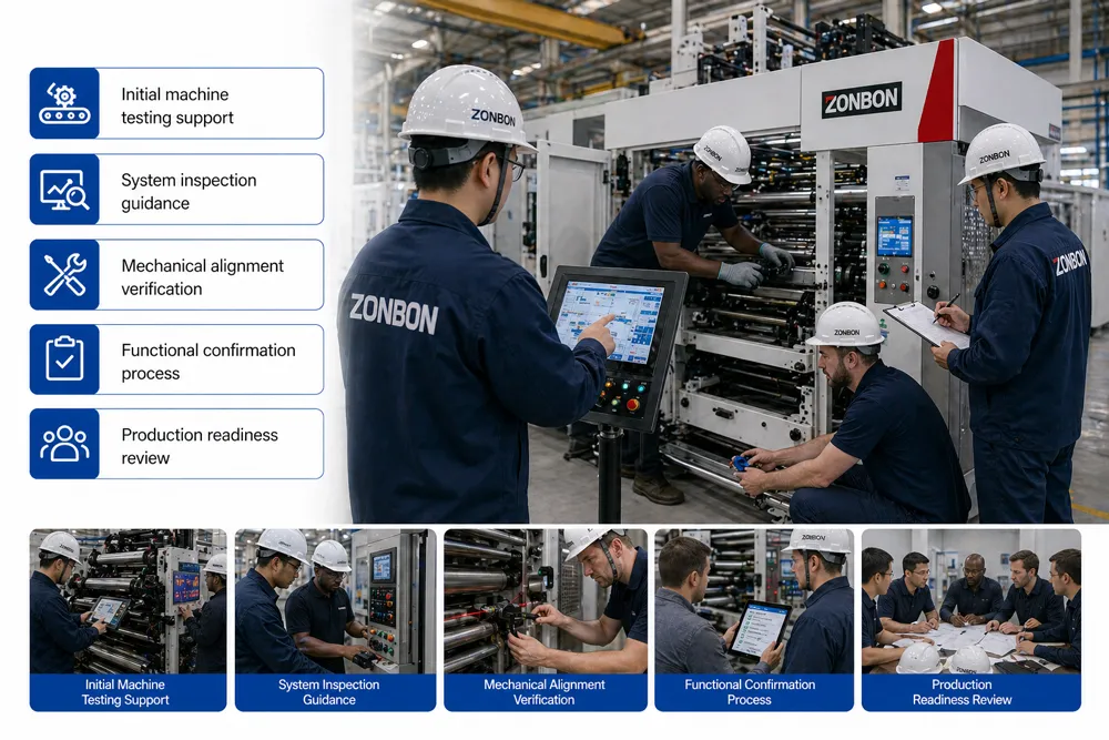 startup support for packaging machinery testing and production readiness