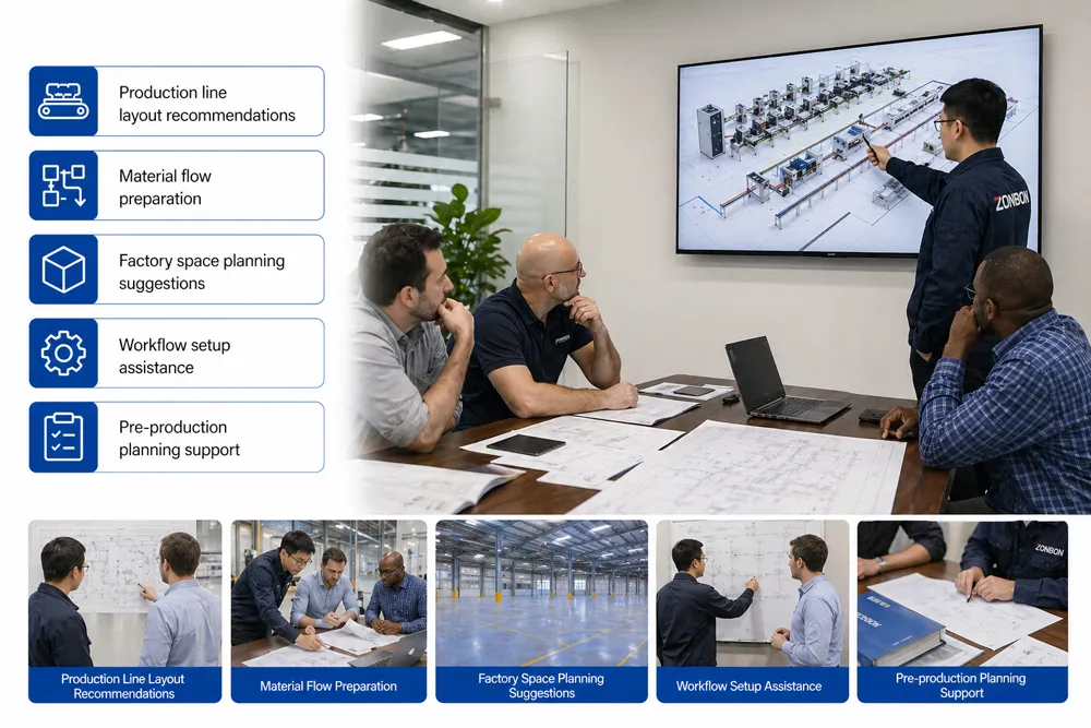 production preparation planning for packaging machinery and factory workflow