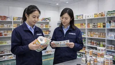 Sample room showing printing and converting results for flexible packaging materials
