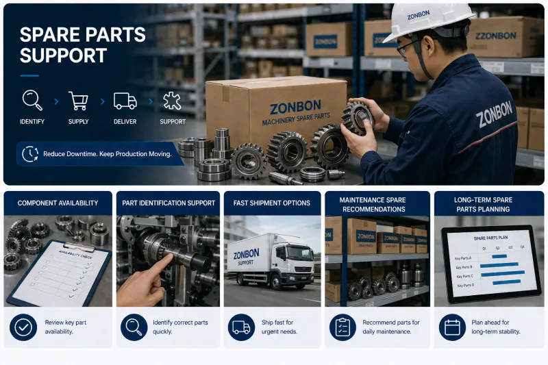 spare parts support for industrial packaging machinery downtime recovery